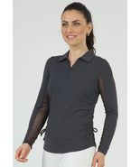 NWT Ladies IBKUL Solid Charcoal Gray Long Sleeve Adjustable Polo S M XL ... - $54.99