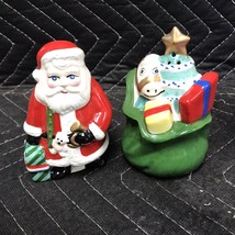 Vintage Christmas Salt Pepper Shakers Santa Bag Of Presents - £9.48 GBP