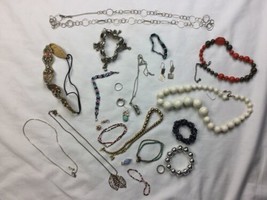 Junk Drawer Jewelry Lot Necklaces Chains Beads Misc Stuff - £18.56 GBP