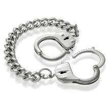 iJewelry2 Stainless Steel Link Biker Men Bracelet with Handcuff Lock 8&#39;&#39; - £42.07 GBP