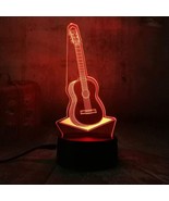 3D Rock &amp; Roll Guitar LED Light 7 Color Changing Table Lamp Night Light NEW - $14.84