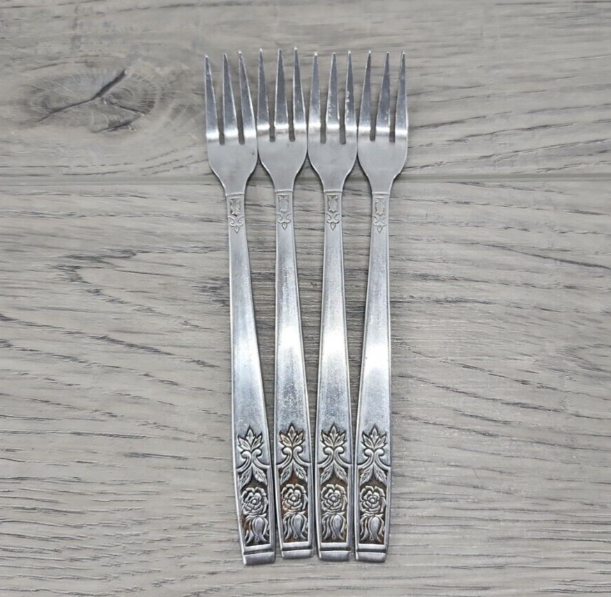 Imperial International Young Rose Stainless Cocktail Forks - Set of 4 - £15.45 GBP