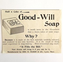 Good Will Soap George Marsh 1894 Advertisement Victorian Hygiene ADBN1aaa - $19.99