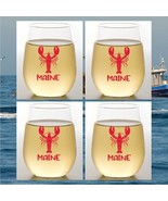 Set of 4 Tritan Unbreakable Stemless 16 oz Wine Tumblers MAINE LOBSTER - £19.37 GBP