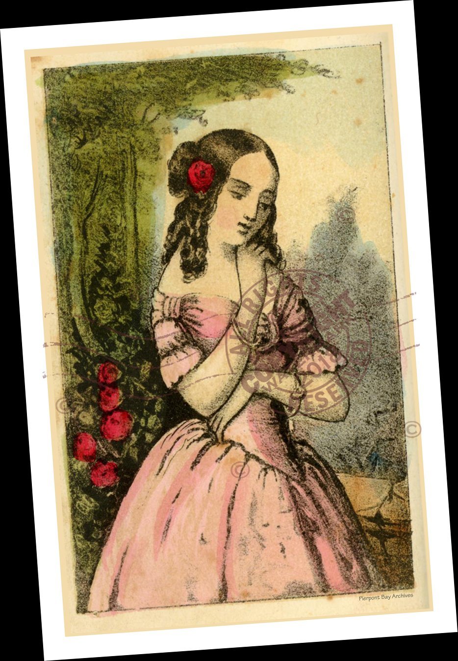 POSTER WALL ART: Portrait of Girl in Pink : 1823 Illustration by Portabl... - $53.31