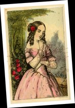 POSTER WALL ART: Portrait of Girl in Pink : 1823 Illustration by Portabl... - £41.74 GBP