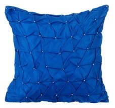 Textured Knotted Pintucks 16&quot;x16&quot; Taffeta Pillows Cover, Royal Blue Texture - £22.81 GBP+