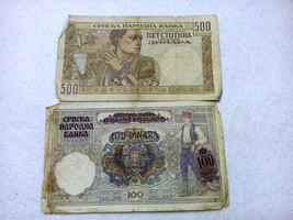 LOT No 29 Second World War 500 and 100 dinara German Occupation Yugoslav... - £2.31 GBP