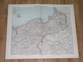 1911 Antique Map Of East Prussia Silesia Posen Prov German Empire Poland Germany - £30.35 GBP