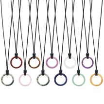 Necklace gemstone healing stone chain round shape various natural stone necklace - £11.79 GBP