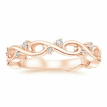 14K Oro Rosa Chapado Moissanita Diamante Filigrana Aniversario Boda Banda Anillo - £111.74 GBP