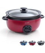 Eamoment 3.5 Quart Slow Cooker Red Uniform Heating, Non Stick Pot - $677.21 MXN