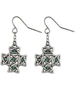 Ebros Celtic Cross with Green Crystal Pewter Earrings Jewelry-Mystica Co... - $18.51 CAD