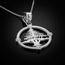 White Gold Cedar Tree of Lebanon Diamond Pendant Necklace (10k, 14k) - £188.53 GBP+