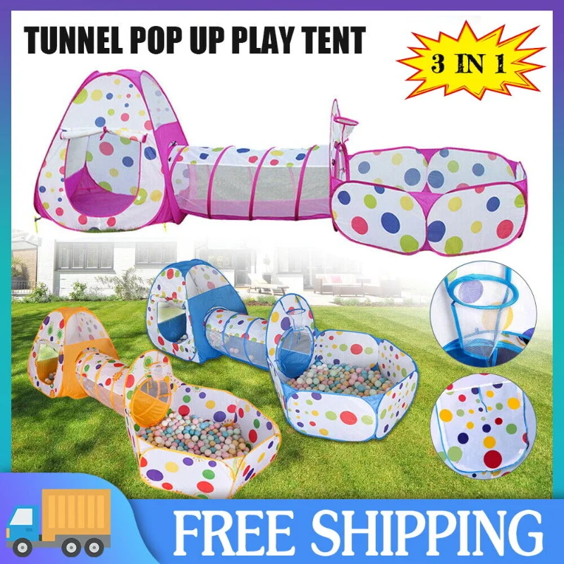 3-in-1 Kids Tunnel Tent Swimming Pool Children&#39;s Baby Tent Caddy Playground - £102.29 GBP