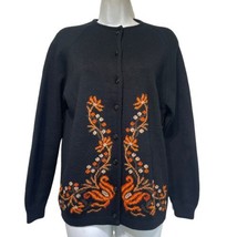 vintage cift geyik Embroidered Hand Knit Button Up Cardigan sweater Size... - $44.54
