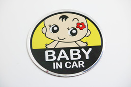 Car Metal Sticker Baby In Car Bumper Stickers Car With Baby Bottle Fun Cute Baby - £11.98 GBP