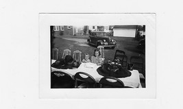 Old Vintage Photo CLASSIC CAR Boy AND GIRL BY BIRTHDAY CAKE ON TABLE - $93.01 MXN