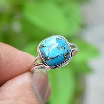 Natural Certified Copper Turquoise Oval Cut Gemstone Minimalist Ring for Her - £54.79 GBP