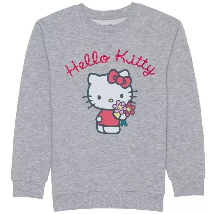 Hello Kitty Youth Sweatshirt Print &amp; Embroidered - Gray - Size Small - $33.65