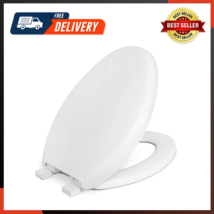 Elongated Toilet Seat Soft Close Closed Front With Telescoping Cover Plastic - £32.64 GBP
