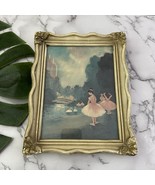 Vintage 60s Ballerina Art Print Cream Filigree Frame Girly Decor 9x7 Sha... - $25.73