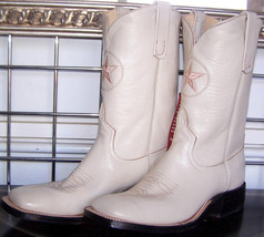 New Anderson Bean Square Toe Cream Kidskin Dyable Cowboy Boots 7.5 D Lad... - $359.99