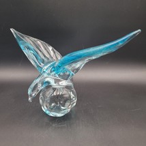 Large Light Blue FM Konstglas Swedish Art Glass Sea Gull Sculpture 16&quot; Wide - £98.60 GBP