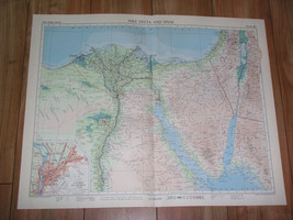 1956 Vintage Map Of Egypt Sinai Suez Canadal Israel Red Sea Cairo Nile Africa - £32.31 GBP
