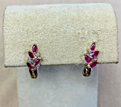 2.20Ct Marquise Simulated  Pink Ruby Stud  Earrings Women 14k Yellow Gold Plated - £64.13 GBP
