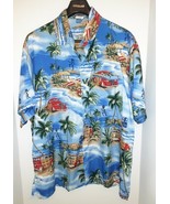 Vintage Rima Hawaiian Camp Woody Caribbean Surf XL Shirt Blue Red SS - $7.24
