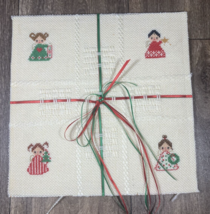 Handmade Embroidered Christmas Holiday Wall Decoration Angels Unframed 1... - €11,24 EUR