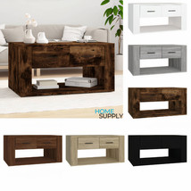 Modern Wooden Sturdy Living Room Coffee Table With 2 Storage Drawers Wood Tables - £69.84 GBP