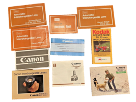 Manuals Camera Lot of 10 Lenses Pamphlets Canon Kodak Sears Vintage - £12.32 GBP