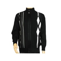 Men's Fancy European Sweater Jacket By Silversilk Fashionable 11009 Black image 9
