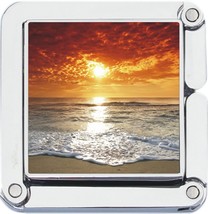 Square Beach Sunset Photo Purse Hanger Handbag Table Hook - £7.75 GBP