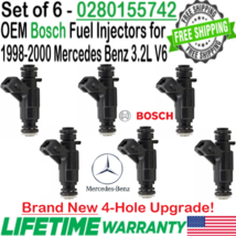 NEW x6 Bosch OEM 4Hole Upgrade Fuel Injectors for 1998-2000 Mercedes Benz CLK320 - £184.46 GBP