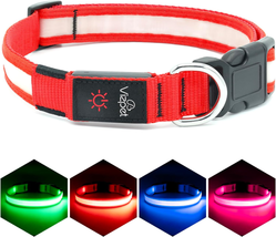 Vizpet LED Dog Collar, Light up Dog Collar Adjustable USB Rechargeable Super Bri - £19.42 GBP