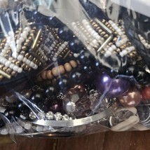 Costume Jewelry Lot 5 lbs + Beads Necklaces Bracelets Brooches Craft - £13.32 GBP