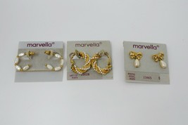 Marvella Gold Tone Faux Pearl Earrings Lot - $55.99