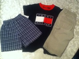 Boys-Lot of 3-Size 6-12 mo.-T. Hilfiger/Size 12 mo.-Cherokee pants&amp;plaid shorts - £10.34 GBP