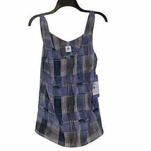 CAbi Quiz Plaid Painted Top Sleeveless Women Small V-Neck Adjustable Strap NWT - £40.58 GBP