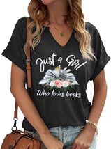 Women Book Lovers Graphic Tee V Neck Short Sleeve Dark Gray - Size M - $89.95 MXN Women Book Lovers Graphic Tee V Neck Short Sleeve Dark Gray - Size M - $89.95 MXN