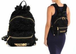 MOSCHINO Mohair Blend Fuzzy Logo Backpack Fluffy BLACK Italy NEW $1250 - £928.96 GBP