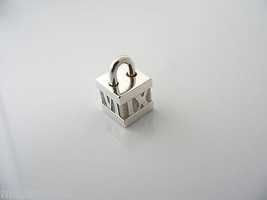 Tiffany &amp; Co Silver Atlas Cube Padlock Pendant Charm 4 Necklace Bracelet Gift - £217.86 GBP