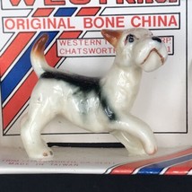 1980s Westrim Black &amp; White Schnauzer Dog Bone China Figurine New NOS 1.25&quot; Tall - £7.63 GBP