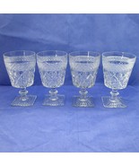 4 Vintage Diamond Cut Clear Glass Square Footed Drinking Goblet Wine  Gl... - £19.70 GBP