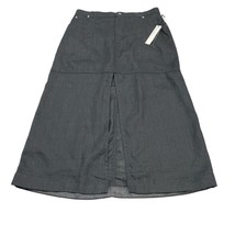Nicole Miller Skirt Womens XL Black Linen Midi High Slit Capsule Minimalist - $29.05