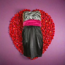 Ruby Rox Zebra Print Strapless Party Mini Dress Size 5 Fuchsia Velvet - £26.69 GBP