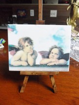 Angels Print on Carrara marble, Italy, on easel, 6 1/2&quot; tall [140J] - £42.85 GBP